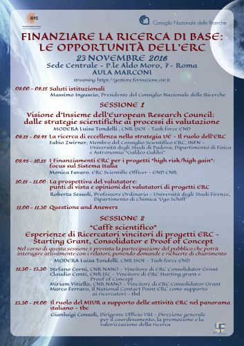 Programma Erc 23 novembre 2016