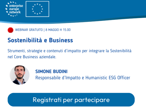 Locandina webinar 6 Business e Sostenibilità: Strumenti, strategie e contenuti d'impatto per integrare la Sostenibilità nel Core Business aziendale.