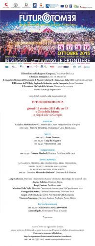 Locandina inaugurazione 'Futuro Remoto' 2015