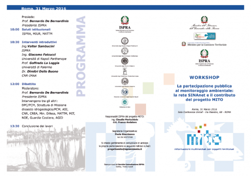 WorkShop : La partecipazione pubblica al monitoraggio ambientale