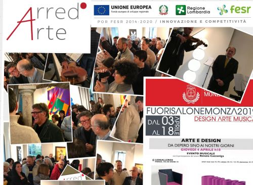 Collage della giornata inaugurale della Mostra d'arte Diffusa a Monza del Porgetto Arred'arte