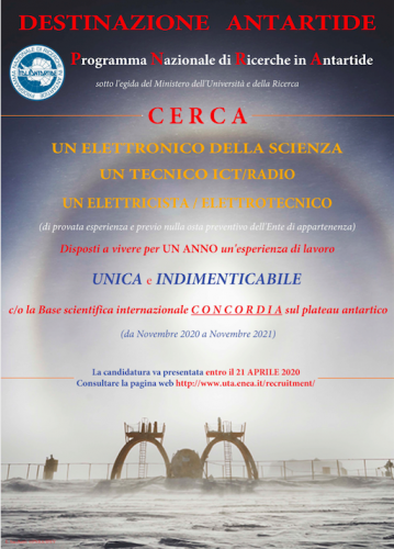 reclutamento tecnici winter over 2020-2021