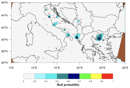 Ricostruzione cronologica della sequenza giornaliera delle grandinate più intense che hanno interessato la costa adriatica il 10 luglio 2019. Le etichette, indicano l'ora di passaggio del satellite che ha effettuato il retrieval.