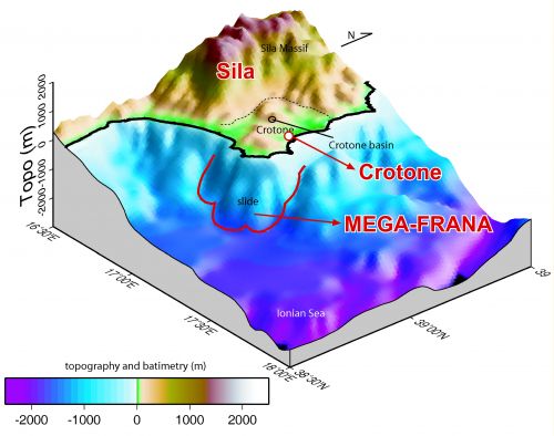 Ricostruzione 3D della megafrana di Crotone
