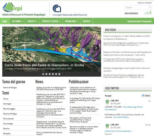 Homepage nuovo sito web IRPI