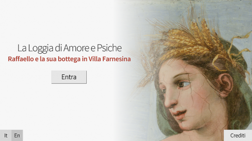 Homepage del sistema 'Loggia digitale' (Loggia di Amore e Psiche, Villa Farnesina, Roma) progettato e sviluppato dal VCLab Cnr-Isti nell'ambito dell'accordo quadro Accademia Nazionale dei Lincei - Consiglio nazionale delle ricerche (Immagine Cnr-Isti)