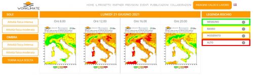 Previsione del rischio caldo per lavoratori non acclimatati al caldo esposti al sole e impegnati in attività fisica intensa sulla base del prototipo di piattaforma previsionale del progetto WORKLIMATE
