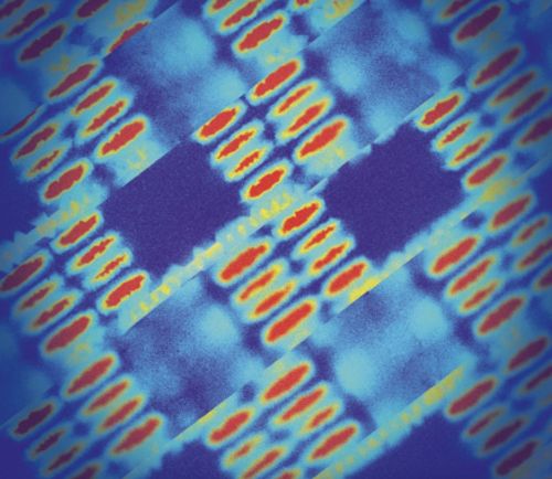 Illustrazione del campo elettrico amplificato attorno al reticolo di grafene nel laser sviluppato da Cnr Nano