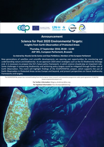 Science for Post 2020 Environmental Targets - Insights from Earth Observation of Protected Areas