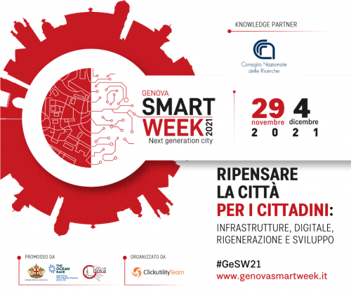 Logo di Genova Smart Week. Il Cnr è knowledge partner dell'iniziativa