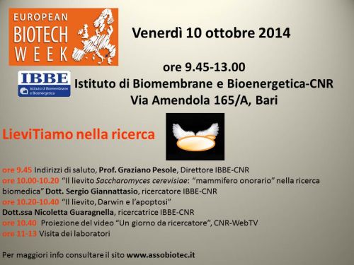 Programma giornata Porte Aperte evento IBBE-CNR