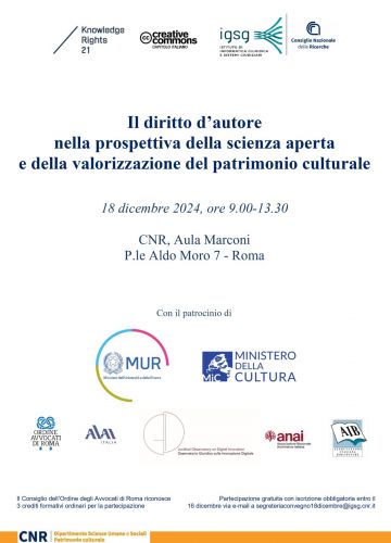 Il diritto d'autore nella prospettiva della scienza aperta e della valorizzazione del patrimonio culturale