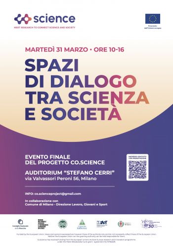 Locandina 'Spazi di dialogo tra scienza e società' 31 marzo 2026 Milano