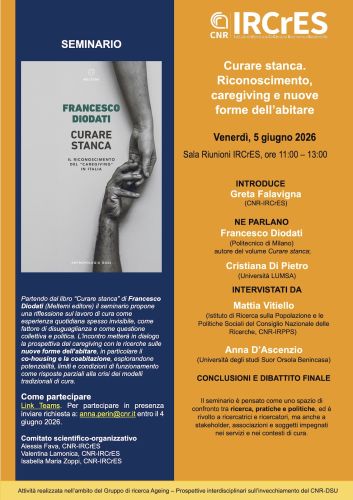 Seminario organizzato nell'ambito del Gruppo di ricerca Ageing - Prospettive interdisciplinari sull'invecchiamento del CNR-DSU