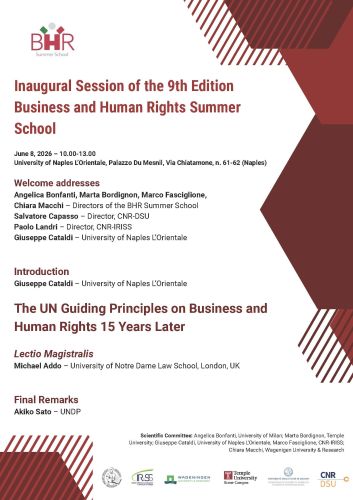 Inaugural Session of the 9th Edition Business and Human Rights Summer School