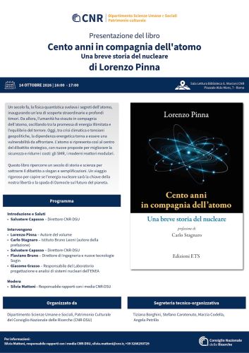 Locandina presentazione libro Lorenzo Pinna_Cento anni in compagnia dell'atomo