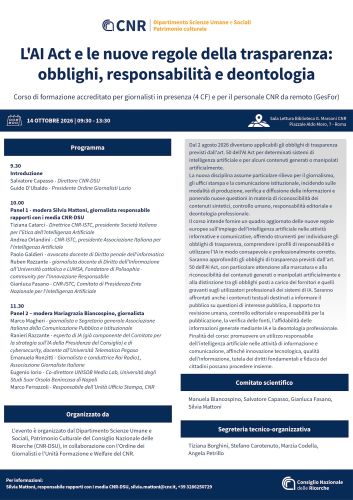 Locandina_AI Act e le nuove regole della trasparenza_14 ottobre 2026