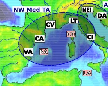 Siti idro-meteorologici di interesse che saranno monitorati e studiati nel corso della campagna. Per l'Italia sono presenti tre aree di interesse (Liguria-Toscana, Nord-Est e Italia Centrale) e un sito di monitoraggio 