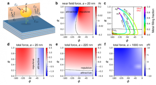 Il calcolo delle forze ottiche su una particella davanti alla superficie ENZ (immagine tratta dall'articolo pubblicato su «Communications Physics»)