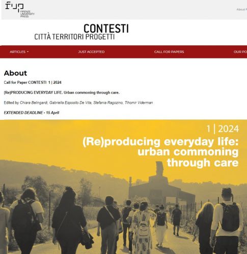 Call for Papers CONTESTI  1 | 2024 (Re)producing everyday life. Urban commoning through care.