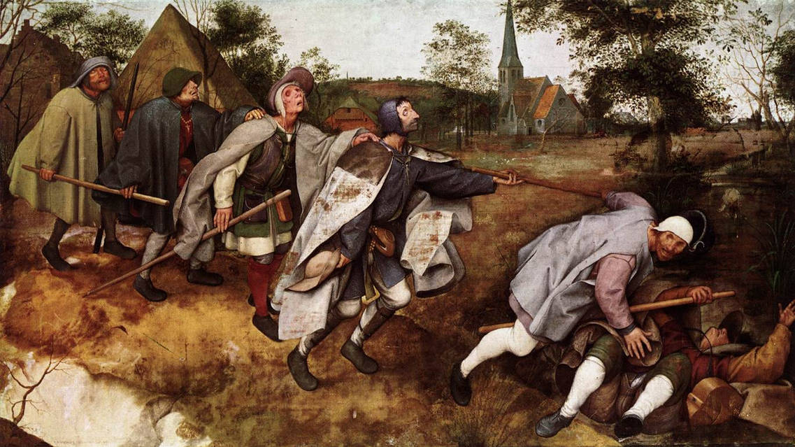 Pieter Bruegel il Vecchio, 'Parabola dei ciechi' (1568). Nella narrativa del ‘900 anche la cecità assume connotazioni fortemente metaforiche:  l'opera 'La parabola dei ciechi' Gert Hofmann è una trasposizione letteraria del celebre quadro di Pieter Bruegel il Vecchio.